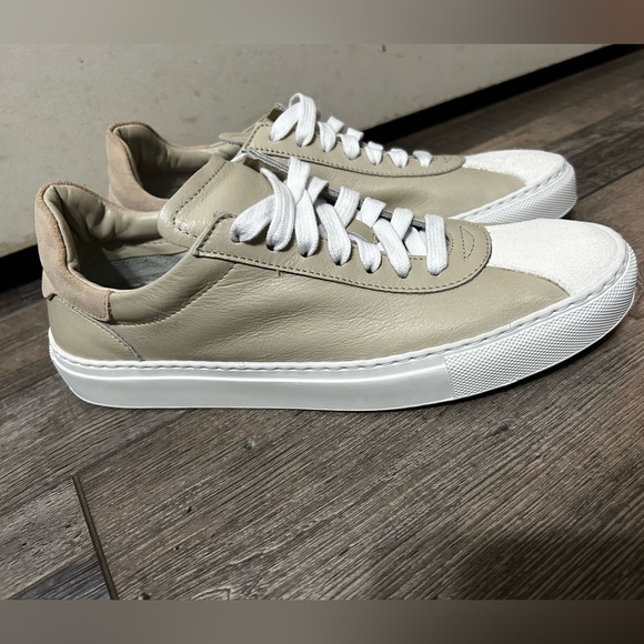 BOEMOS Italian Leather Sneaker Low Top Lace Up Women's Made in Italy Taupe WH - Picture 2 of 11